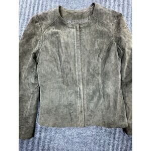 Alfani Suede Leather Jacket Women's Large Brown Zip up‎ Lightweight Long Sleeve